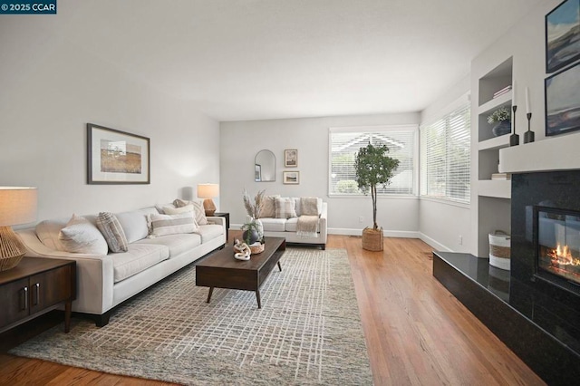 living room with hardwood / wood-style flooring