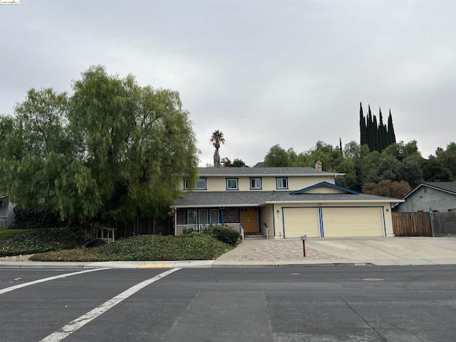 view of front property with a garage