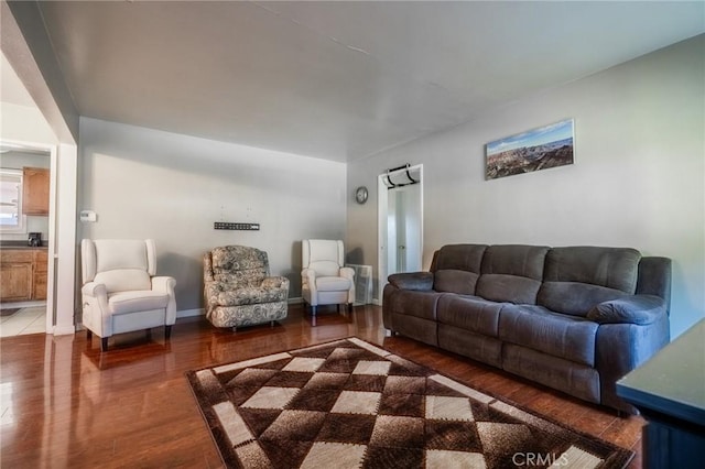 living room featuring dark hardwood / wood-style floors