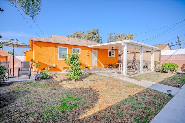 view of front of house with a patio