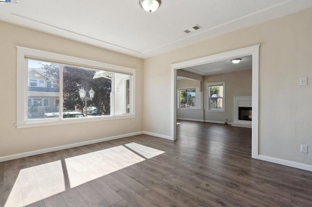 empty room featuring dark wood-type flooring