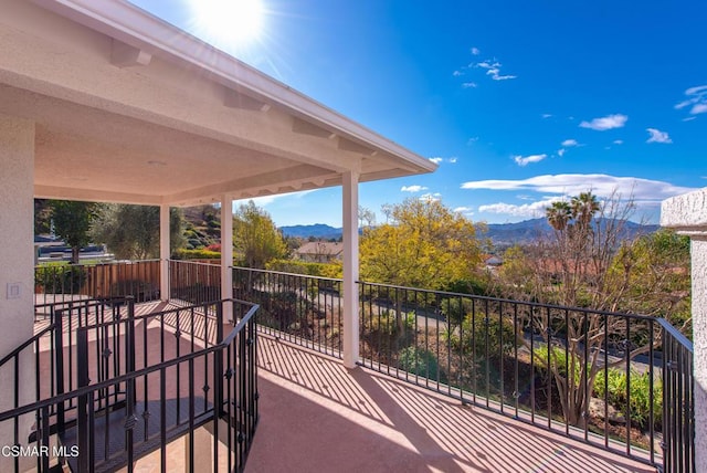 exterior space featuring a mountain view