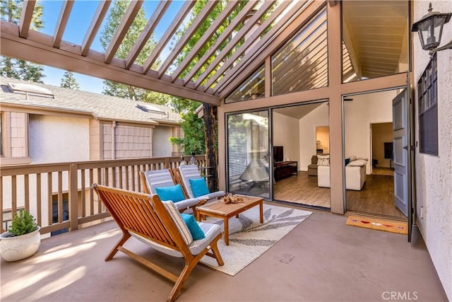 view of patio featuring a pergola