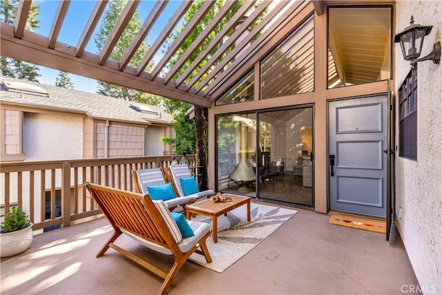 view of patio / terrace featuring a pergola