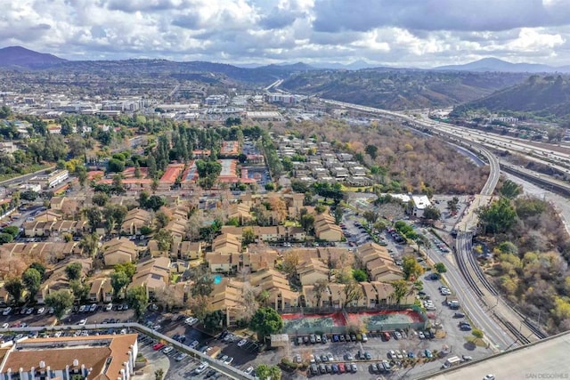 bird's eye view with a mountain view