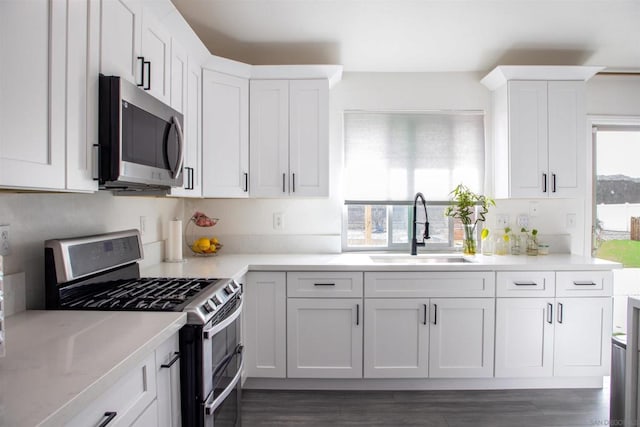 kitchen with white cabinetry, sink, and stainless steel appliances