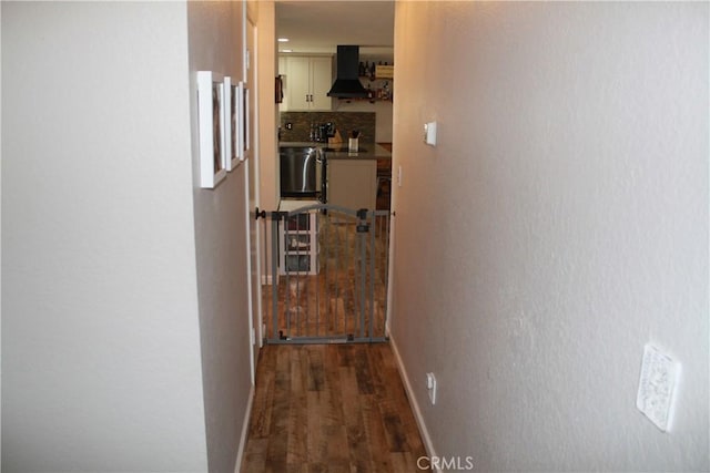 corridor featuring dark hardwood / wood-style floors