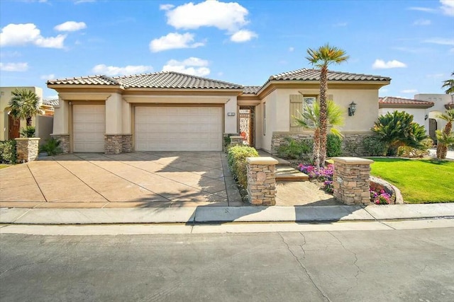 mediterranean / spanish-style home featuring a garage