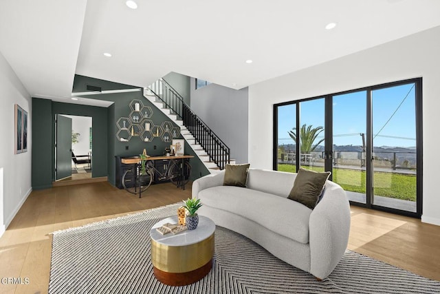 living room featuring light hardwood / wood-style flooring