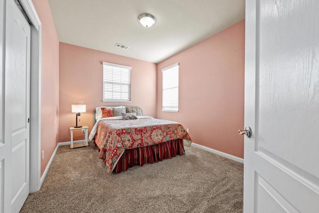 bedroom featuring carpet floors and a closet