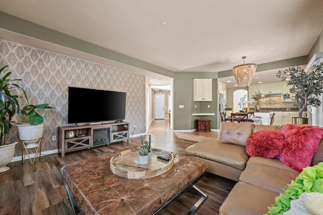 living room featuring dark hardwood / wood-style flooring