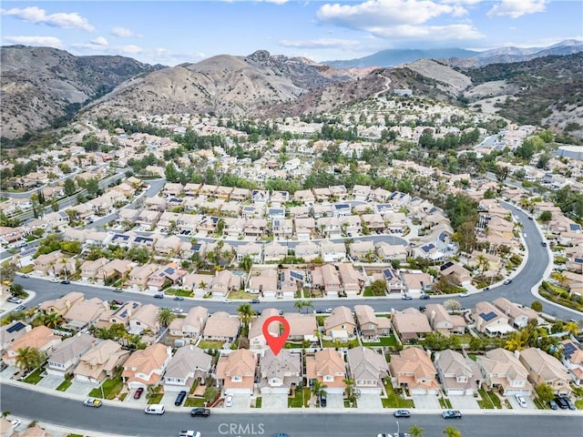 bird's eye view with a mountain view