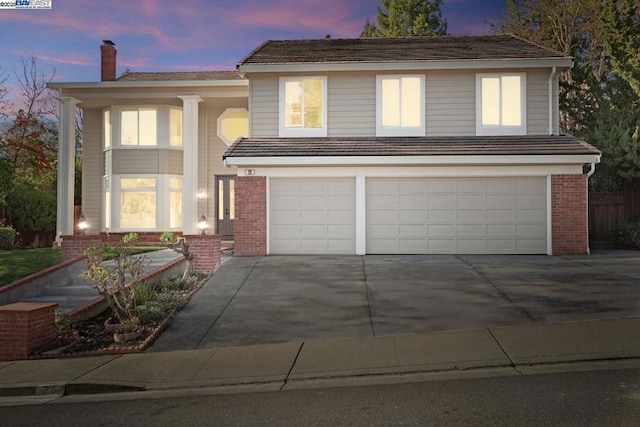 view of front facade with a garage