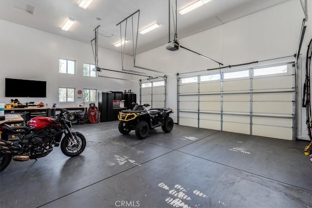 garage with a garage door opener