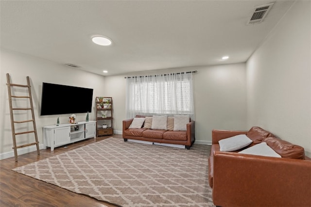 living room featuring light wood-type flooring