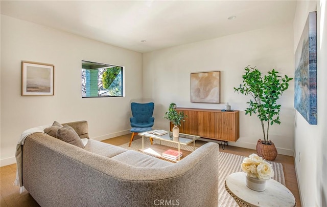 living room featuring light hardwood / wood-style flooring