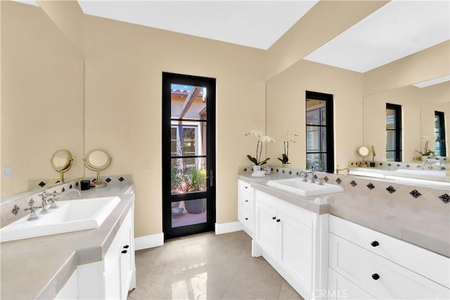 bathroom featuring vanity and tile patterned flooring