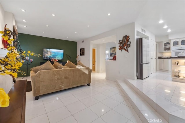 view of tiled living room