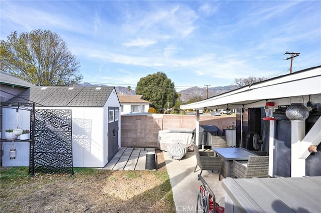 exterior space with a storage unit