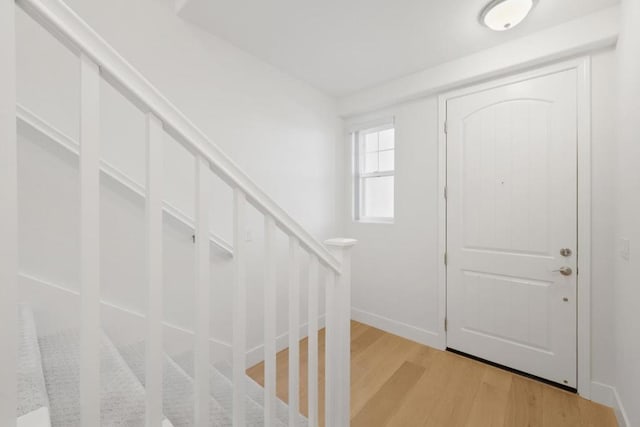 foyer with light hardwood / wood-style flooring