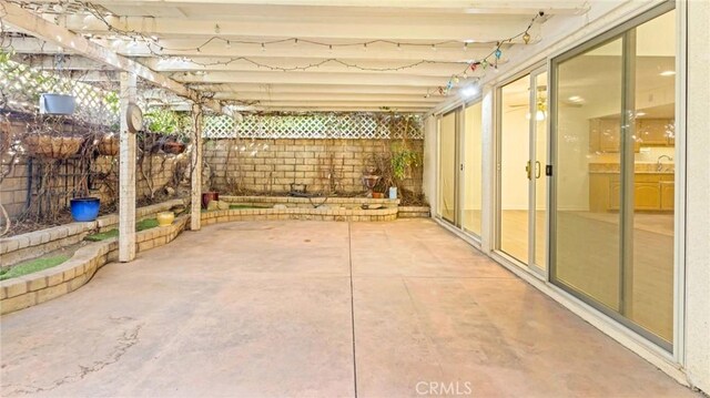 view of patio featuring sink