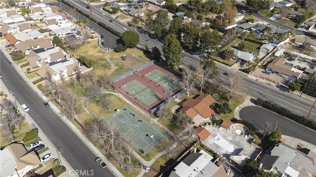 drone / aerial view with a residential view