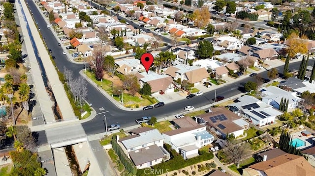 drone / aerial view with a residential view