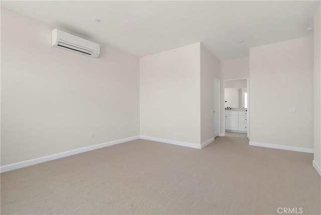 carpeted empty room with a wall mounted air conditioner