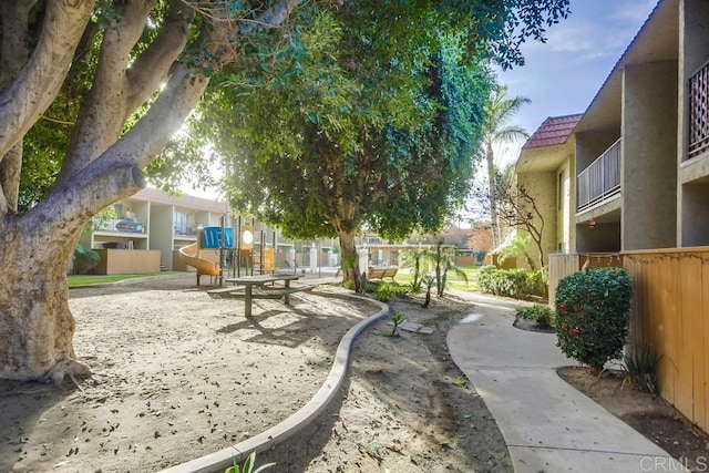 view of property's community with a playground