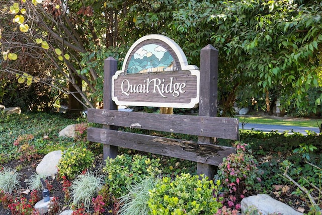 view of community sign