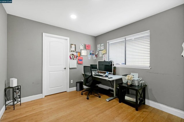 home office featuring wood-type flooring