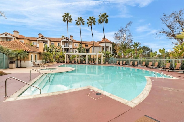 view of pool featuring a patio