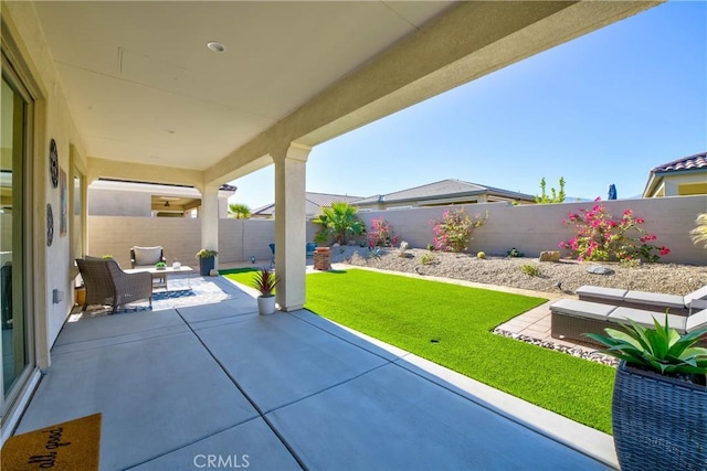 view of patio / terrace featuring an outdoor living space