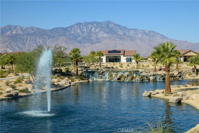 view of water feature with a mountain view