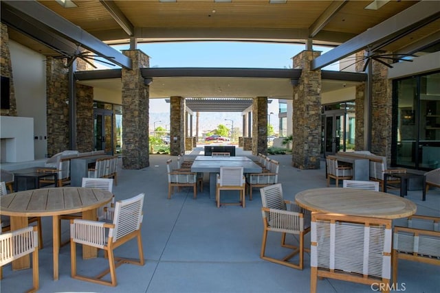 48 Vintage, Rancho Mirage, CA 92270 - view of patio / terrace featuring outdoor dining area and ceiling fan