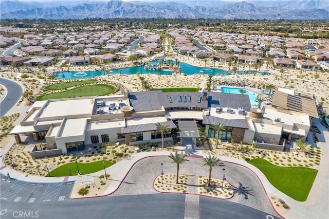 bird's eye view with a mountain view