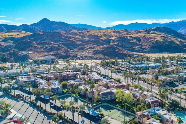 drone / aerial view with a mountain view