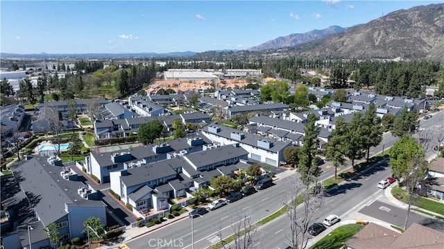 aerial view with a residential view and a mountain view