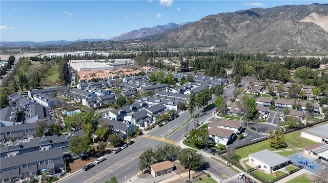 aerial view with a residential view and a mountain view