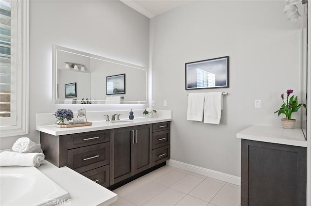 bathroom featuring vanity and tile patterned flooring