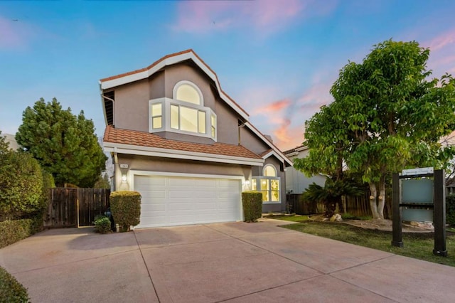 view of front of home with a garage