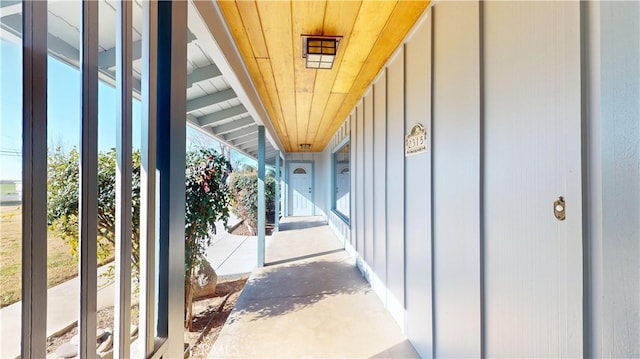 entrance to property with board and batten siding