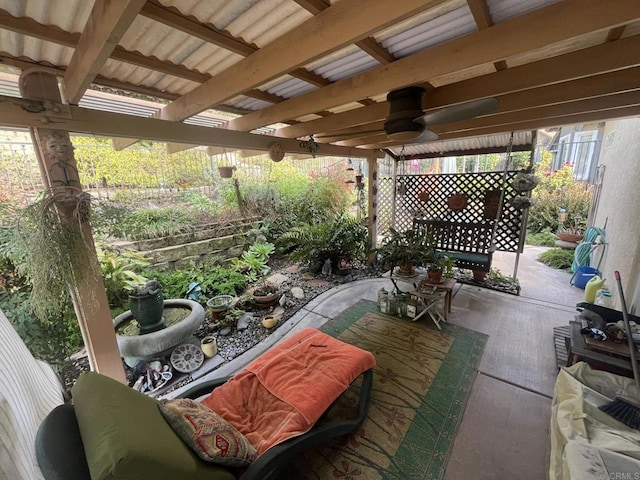 view of patio with ceiling fan