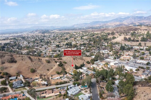 aerial view featuring a mountain view