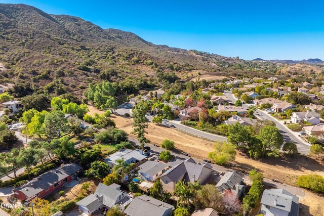 bird's eye view with a mountain view