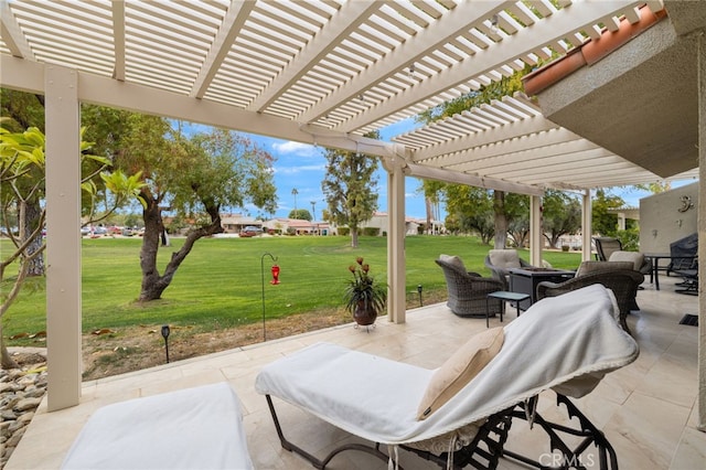 view of patio featuring a pergola