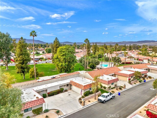 aerial view with a mountain view