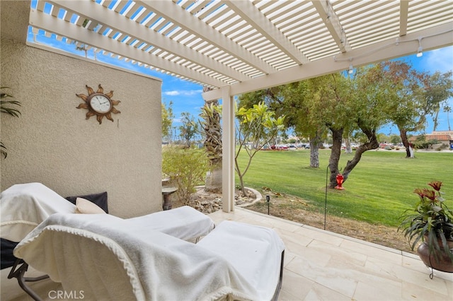 view of patio featuring a pergola