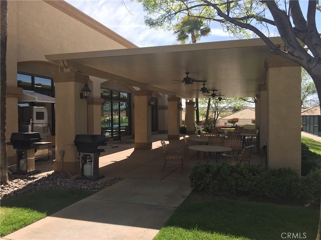 view of patio / terrace with a ceiling fan