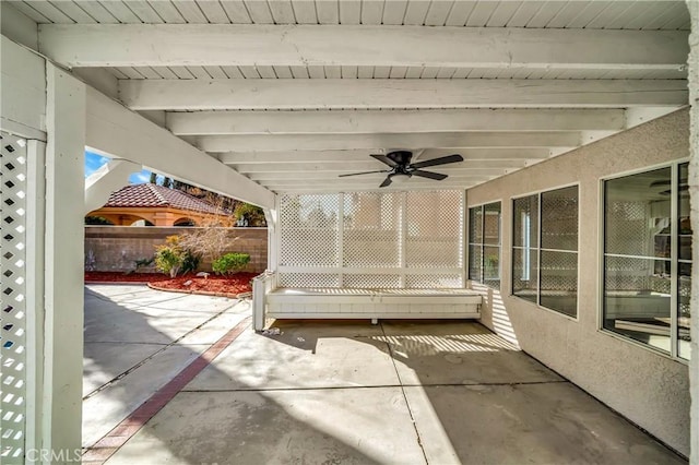 view of patio with ceiling fan